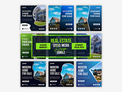 Real Estate Social Media Post Design Bundle ads design ads post design automobile post design design facebook ads facebook banner facebook post illustration logo ui