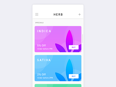 Herb - Weed Delivery App app cannabis delivery ecommerce ios iphone x marijuana mobile shop store ui weed
