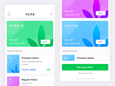 Herb - Weed Delivery App app cannabis delivery ecommerce ios iphone x marijuana mobile shop store ui weed