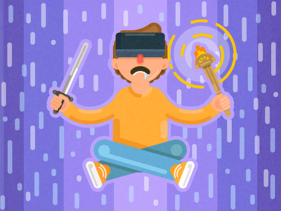 Gamer with Oculus Rift. gamer illustration vector