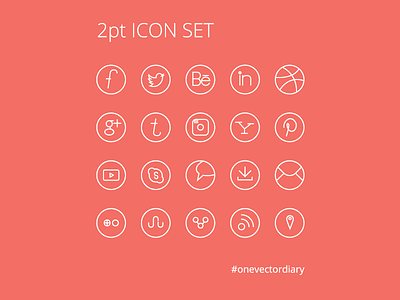 2pt Icon Social Set 2pt app flatdesign icon mobile onevectordiary responsive set social ui vector web