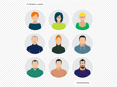 It Members | Avatars avatar flat flatdesign icon it mobile responsive social ui ux vector web