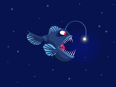 Anglerfish! Deep sea fish! anglerfish animal deepsea fish fishing icon logo nature ocean sea vectorart