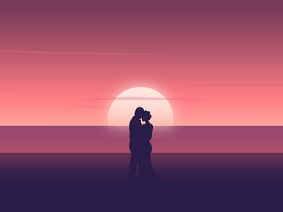 2 In Love Sunset art design graphic icon illustration illustrator onevectordiary ui ux vector wallpaper