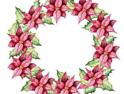 christmas wreath branding flower elements illustration watercolor