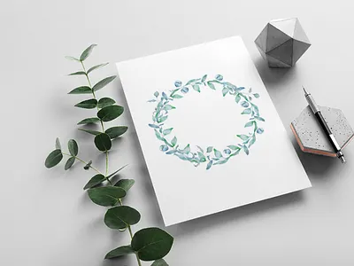 Eucalyptus frame branding design flower elements hand draw illustration logo watercolor