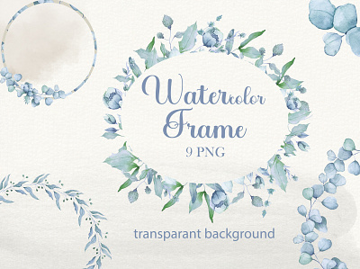 Watercolor wreath branding design flower elements hand draw illustration logo watercolor
