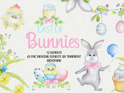 Easter watercolor clipart hand draw illustration watercolor