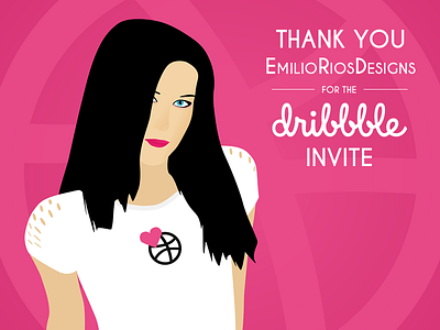 Hello Dribbble adobe debut dribbble girl hello illustration illustrator invitation invite photoshop typography vector