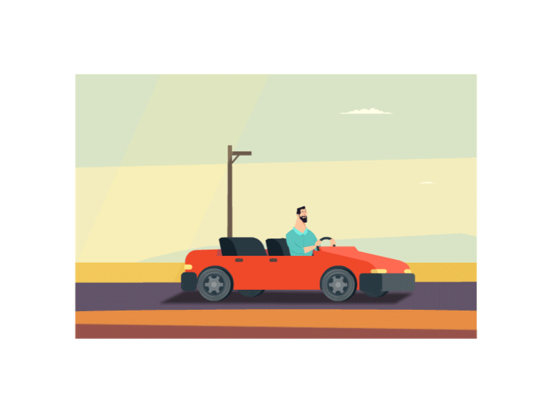 Drifting 2d animation animation gif drift driver highway illustration motion graphics perspective