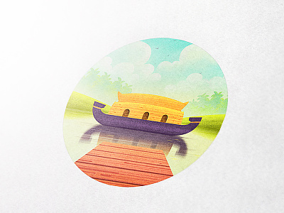 House boat illustration branding digitalart house boat icon illustration landscape