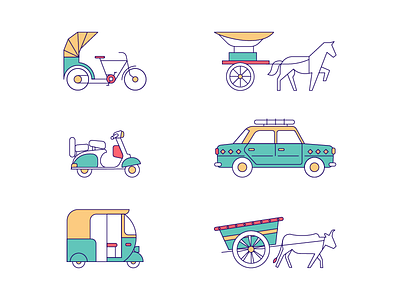 IconMills - Week 01 ambassador autorickshaw bullock cart car iconmills icons indian vehicle taxi