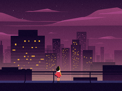 The dreaming girl background city city scape girl motion graphics night