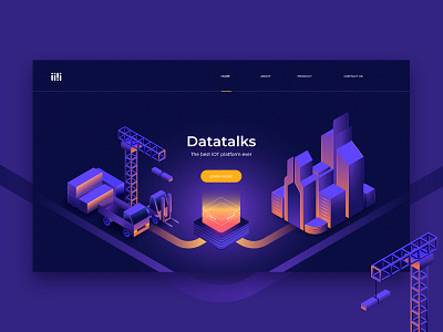 DataTalks Landing Page building crane data illustration landing page machine truck ui ui design ux website