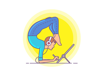 Yoga Day Illustration artist designer drawing graphic tablet headset illustration meditation pose yoga yogaday
