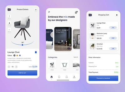 Furniture eCommerce App Design app design ecommerce furniture minimal mobile ui ux