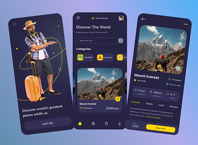 Travel Mobile App - Exploration Design app design mobile travel ui ux