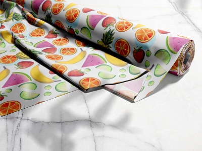 Salade de fruit_Fabric roll fabric fruit graphic design illustration pattern