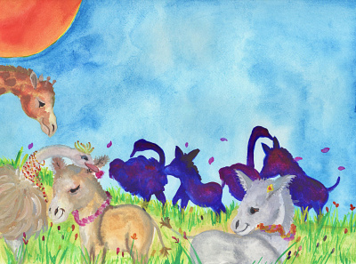 Celebrating with New Friends animals childrens book illustration illustration watercolor
