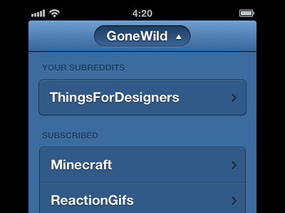 GoneWild blue ios tableview