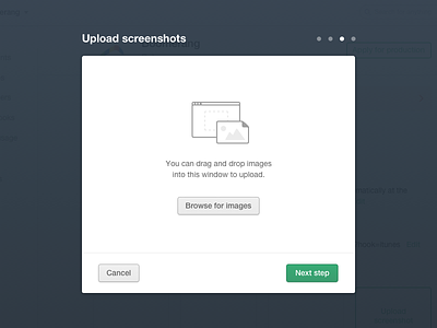 Upload screenshots buttons depth green icon modal