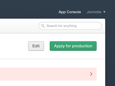 Apply for production button edit green warning webapp white
