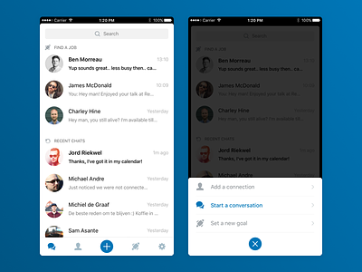 Sideproject: LinkedIn Chat app chat ios linkedin white