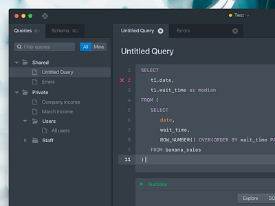 Untitled Query app dark query sql