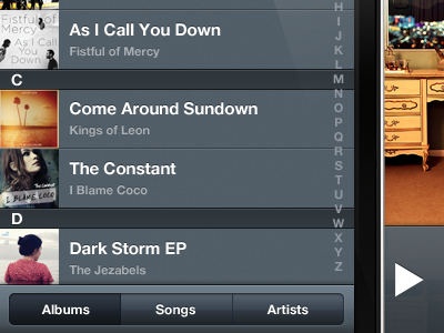 iPhone Music Player dark iphone playlist segmented