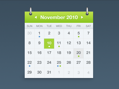 Calendar calendar green no linen
