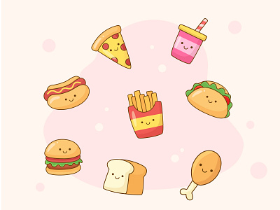 Kawaii Junkfood Icon collection freelance icon illustration kawaii sticker