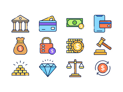 Banking Icon bank economic flat design icon project vector