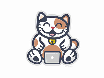 Joy The Cat cat design flat icon logo mascot