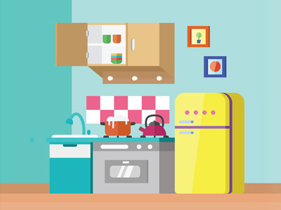 Kitchen Set freelance illustration kitchen vector