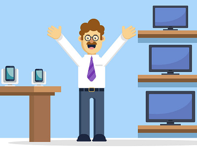 a Happy Boss animation design freelance illustration project vector