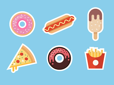 fastfood cream dog donuts fastfood flat hot ice illustration pizza