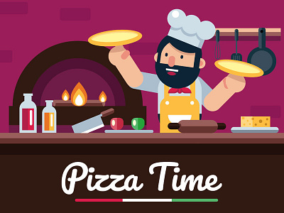 Pizza Chef chef design flat illustration pizza