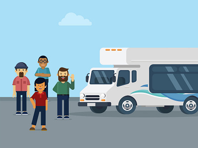 The bus and the driver design flat illustration project vector