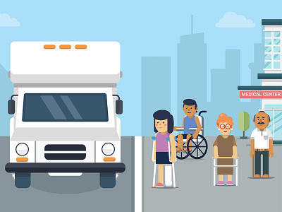 Waiting a bus design flat freelance illustration project vector