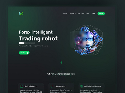 "FX trader" Forex trading robot - Landing page cryptocurrency forex landinng ui ux