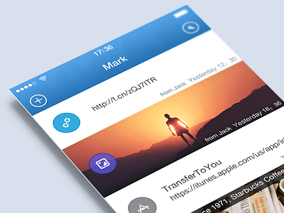 Redesign app file image interface ios iphone link text transfer