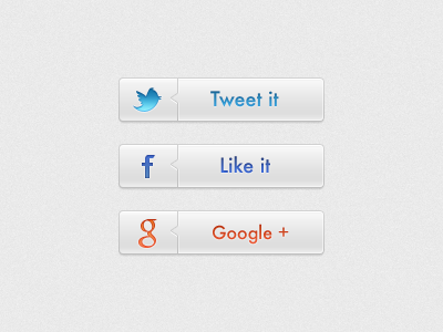 Social Buttons button buttons clean facebook google icons like plus share social tweet twitter ui white