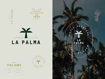 Branding for La Palma Espresso Italiano brand identity branding cafe coffee emblem espresso italiano logo logotype monogram palm palma tropical visual identity