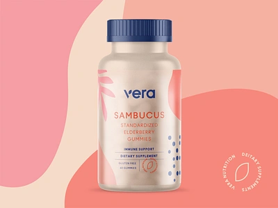 Packaging design for Vera Sambucus brand identity elderberry emblem label logo logotype nutrition organic packaging packaging design pattern pill sambucus supplement supplements