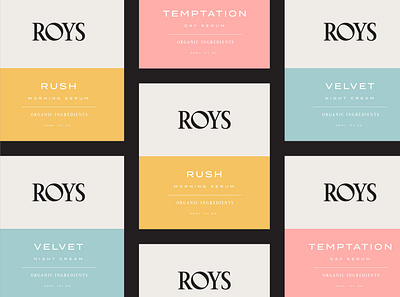 Branding for Roys Natural Skincare brand identity branding colors cosmetics emblem haircare label label design layout logo logotype packaging design roys skincare typography
