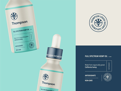 Packaging Design for Thompson Hemp Oil brand identity branding cbd dietary emblem hemp hemp oil logo packaging packaging design supplement vitamin