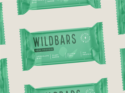 Packaging design for Wildbars bar bars branding chocolate emblem food logo logotype mint nutrition packaging packaging design plant based protein protein bar stamp supplement wild