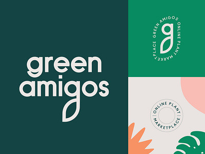 Branding for Green Amigos Plant Marketplace branding emblem flower icon leaf logo monogram nature organic packaging plant plants tree