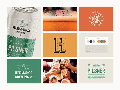 Branding Moodboard for Hermanos 🍻 beer branding brew can drink emblem fb logo logo design logotype monogram packaging packaging design vintage