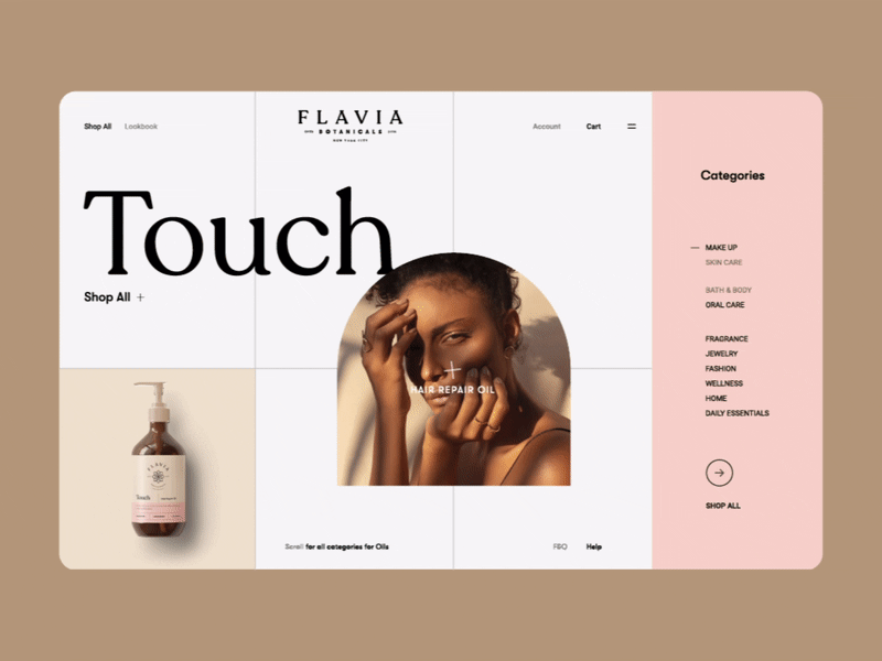 Website Design for Flavia animation branding cosmetics logo motion graphics skincare ui website wellness